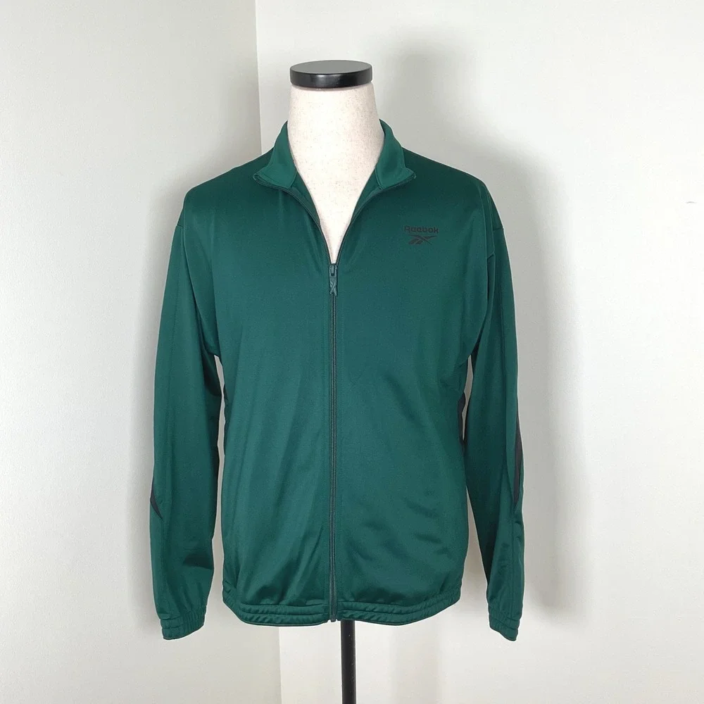 Reebok RI Vector Knit Track‎ Jacket Mens Medium Collegiate Green Full Zip